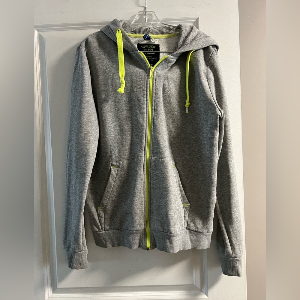 Gray Hoodie with Neon Yellow Accents